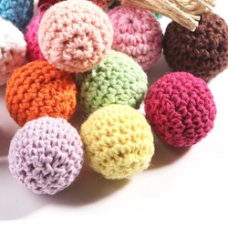 Let's make Crochet Beads Can Chew Beads 20mm 5pcs DIY Teething Necklace Pacifier Chains Accessories Wooden Teether Baby Teether