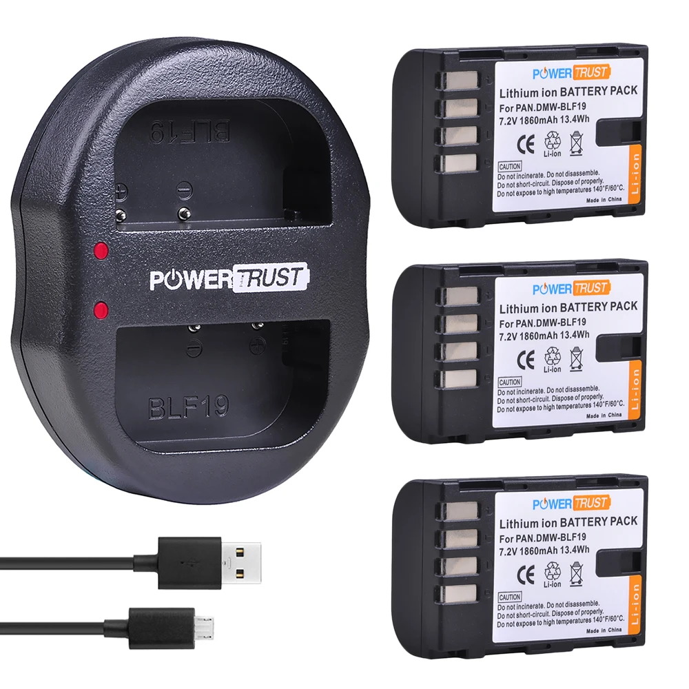 PowerTrust DMW-BLF19 DMW-BLF19E BLF19E BLF19 DMW-BLF19PP Батарея и Зарядное устройство для цифрового фотоаппарата Panasonic Lumix GH3 GH4 GH5 G9 GH4K батареи