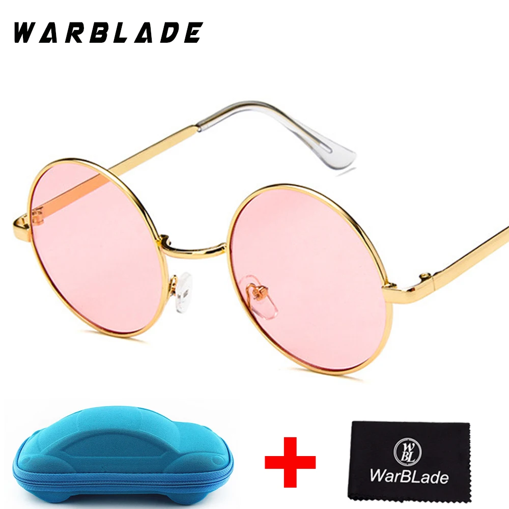 Синие модные круглые солнцезащитные очки для женщин, брендовые дизайнерские роскошные солнцезащитные очки для женщин, крутые ретро женские солнцезащитные очки Oculos Gafas - Цвет линз: pink lens blue