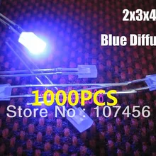 1000 шт. 2X3X4 мм Рассеянный голубой свет ультра яркий рассеянный синий светодиодный светильник Новая 2X3X4 мм светоизлучающий диод