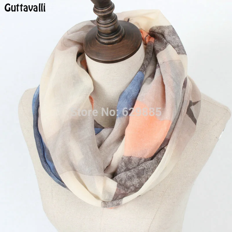 

GuttavalliWomen Stripes Painting Loop Scarf Female Geometric Print Chevron Ring Scarves Winter Zig Zag Plaid Infinity Shawl Wrap