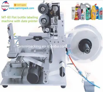 

Free shipping CE Automatic Flat Bottle Labeling Machine With Date Code Printer with 10 pcs black ribbon