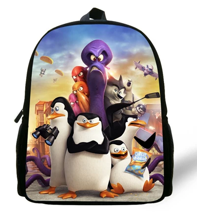 12-дюймовый детский мультяшный рюкзак для мальчиков Mochila Infantil сумка «Мадагаскар» Алекс принт «Пингвины» детский сад школьные ранцы мини - Цвет: Прозрачный