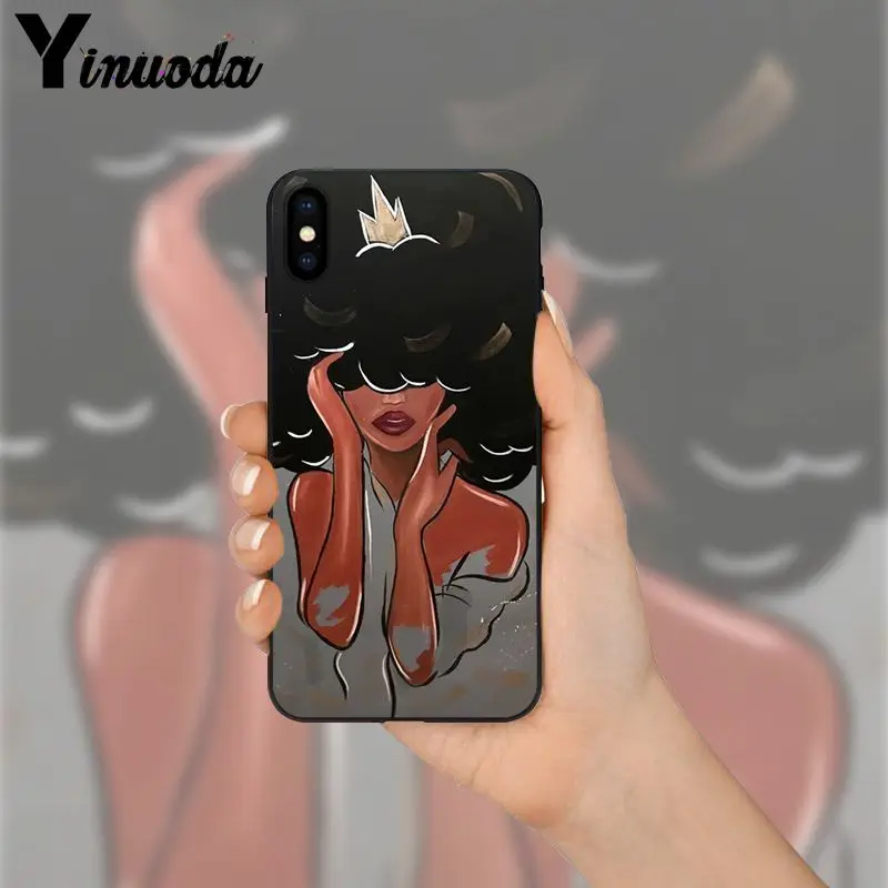Yinuoda MELANIN POPPIN Black Girl capas Роскошный Уникальный Дизайн чехол для телефона Apple iPhone 8 7 6S