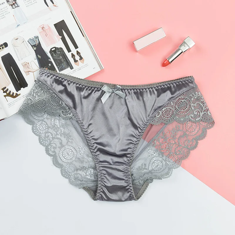 Buy Women Lace Sexy Panties Satin Luxury Seamless Solid Underwear Low Waist