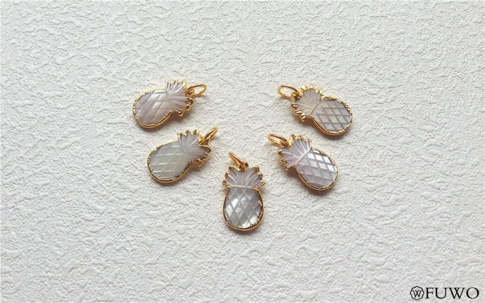 Natural Shell Pineapple Charm Pendant 9