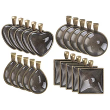 Подвесные подносы 48 шт. стеклянный кабошонный купол установка круглый квадратный сердце ювелирные изделия слеза ободок винтажная бронзовая основа для подвески для фота