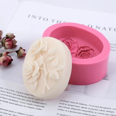 

przy Silicone Mould DIY Handmade flower Soap molds Elliptical Striped Rose Easy Release Film Stereo Silicone Mould