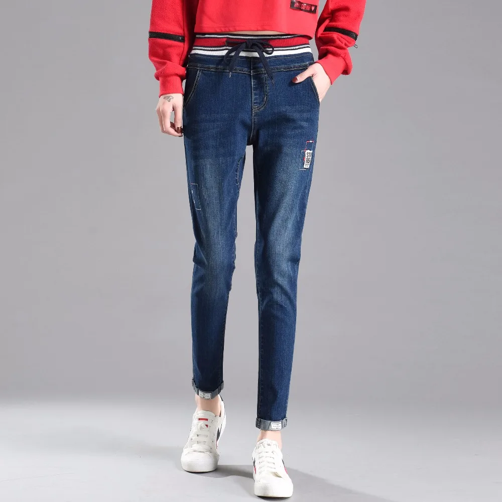 

2018new women elastic high waist Jeans woman plus large size denim pants women's trousers femme boyfriends Jeans Cheap wholesale