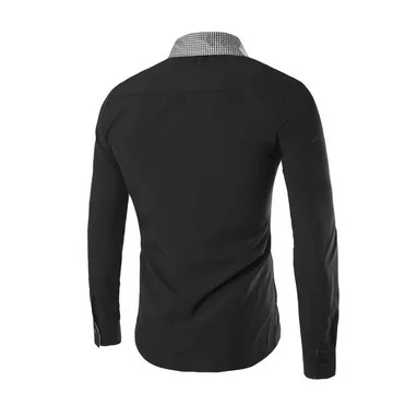  Fashion Brand Men Shirt Fine Lattice Shirts Long-Sleeves Tops Men's Summer Casual Splicing Shirts C