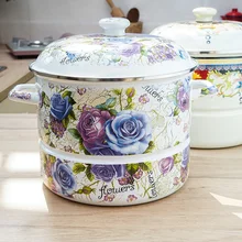 Керамическая эмаль утолщение Двойные Уши большой суп Пароварка цветочный горшок кастрюля для тушения кастрюля горячая электронная кастрюля 26 см