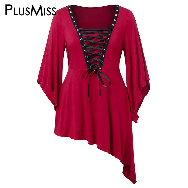 PlusMiss размера плюс XXXXXL Винтаж в богемном стиле со шнуровкой Туника Топы XXXXL XXXL XXL