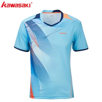 

Kawasaki Sportswear Badminton Sports Men Shirt V-Neck Breathable Sweat Shorts Red Tennis shirts For Men 100% Polyester ST-T1016