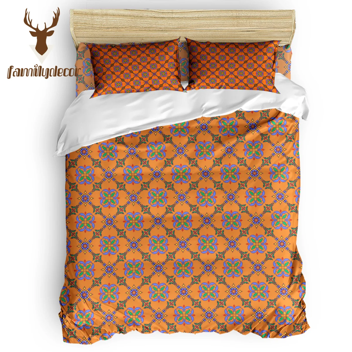 

FamilyDecor Blue-orange pattern Bedding Set Luxury Comforter Bedding Sets 3D King Size Red Blue Cotton DHL Free Shipping