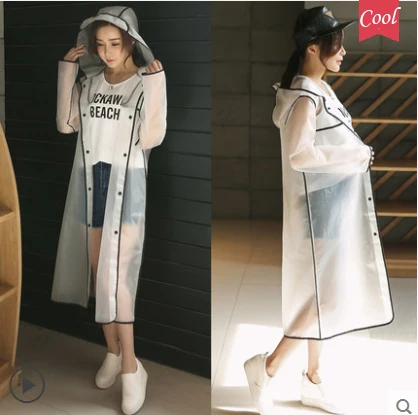 

Japanese Style burberry_ Womens Long Raincoats Transparent Red Yellow Blue Black Eges Thickening Poncho Wateproof Girls Clothes