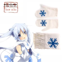 Envío Gratis Anime Vocaloid Miku Nieve Blanco Sombrero y Bufanda y Guantes Cosplay Accesorios