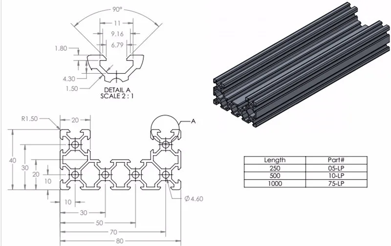 SWMAKER Reprap 3D принтер DIY части 1000 мм C-Beam линейный рельс 1 метр Длина