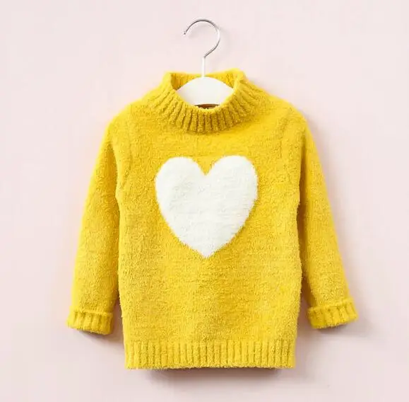 

Baby Girls Knitted Sweater 2019 New Autumn Winter Heart Pattern Children Clothing Girls Pullovers Sweaters Kids Warm Tops