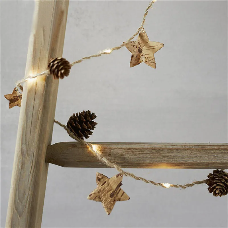 New Year Decor Led 2m 20 Pine Cone Star Light Christmas Tree Decorations Garland Christmas Ornaments Kerst Navidad Natal Decor.Q