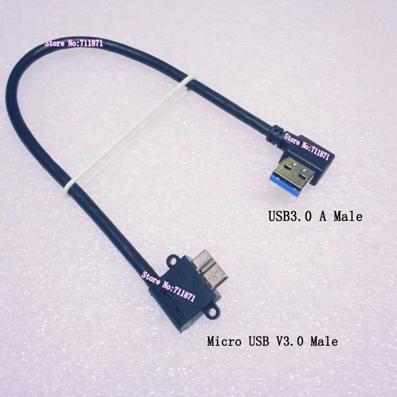 Double Bend Right Angle Micro USB V3.0 Charging Data Cable USB3.0