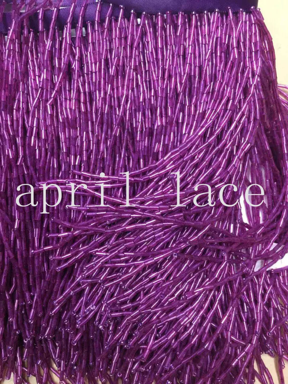 

5yards cc005 # 14-15cm width purple beads fringe satin ribbon tassel for garment/decorative/home /wedding bridal gown dress