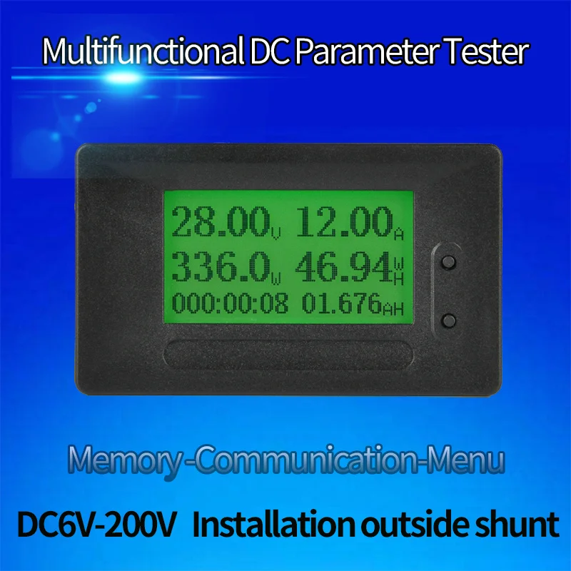 

GC91 LCD DC6-200V 200A external shunt DC Multifunctional Tester Current Voltage Ammeter Voltmeter Capacity Detector Digital