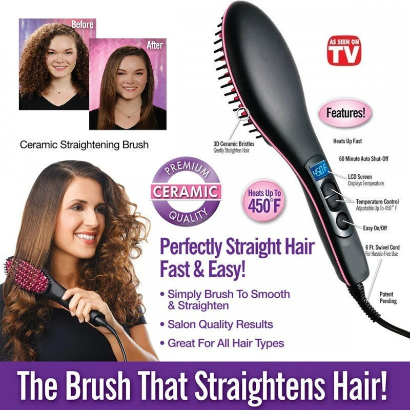 2018 TV Brand Simply Straightener lCD Display Ceramic Electric Hair Brush Fast Straightening irons Comb Degital Control 2018 TV Brand Simply Straightener lCD Display Ceramic Electric Hair Brush Fast Straightening irons Comb Degital Control
