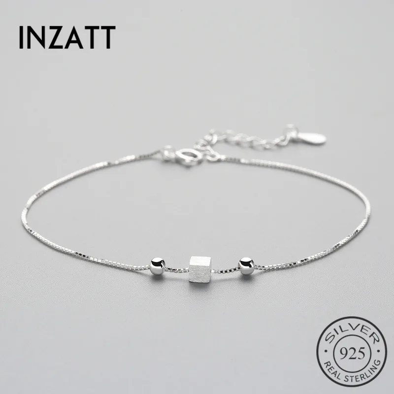 

INZATT Authentic 925 Sterling Silver Geometric Square BOX Chain Bracelet Fine Jewelry For Women Party Trendy Accessories Gift