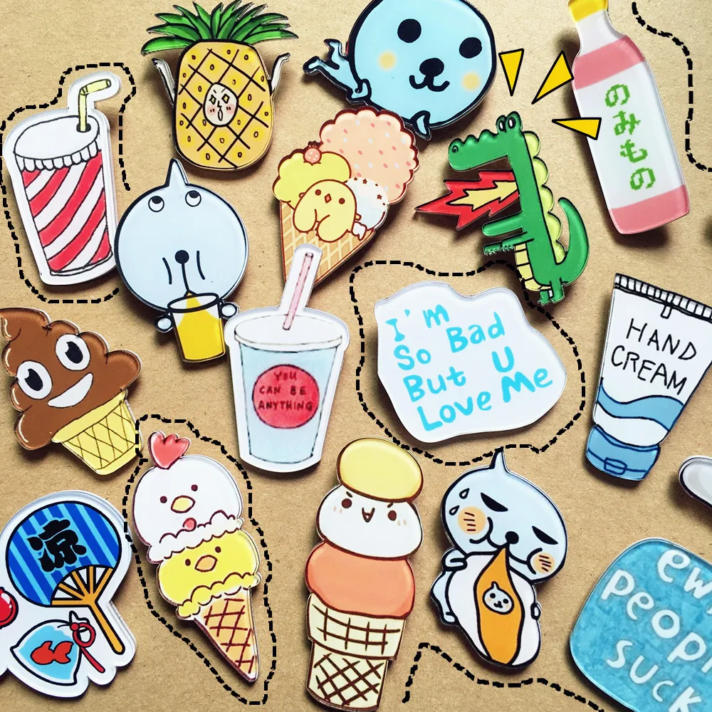 Free shipping Cartoon Funny Acrylic Pin Brooch Clothes Badge Backpack ...