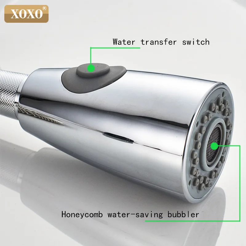  XOXO Kitchen Faucets chrome Single Handle Pull Out Kitchen Tap Single Hole Handle Swivel 360 Degree - 32741945640