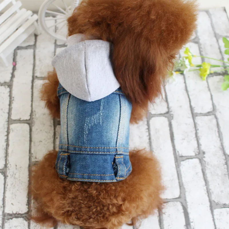 

2017 Spring Autumn Pet Dog Clothes Hooded Dog Denim Jacket Coat Dog Clothing 6 Sizes Pet Costume Puppy Vest For Chihuahua