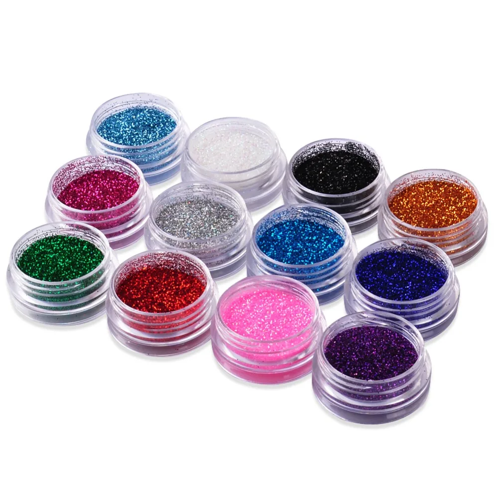 12 Colors Nail Glitter Powder Decoration Nail Art Powder Sparkly Dust