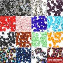 2 lotes mais 10% de desconto! (50 pçs/lote) 6mm bicone facetado vidro cristal espaçador contas para fazer jóias 17 cores