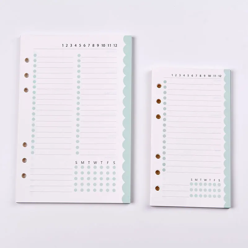 creative 6 holes spiral notebook inner paper core cute daily weekly