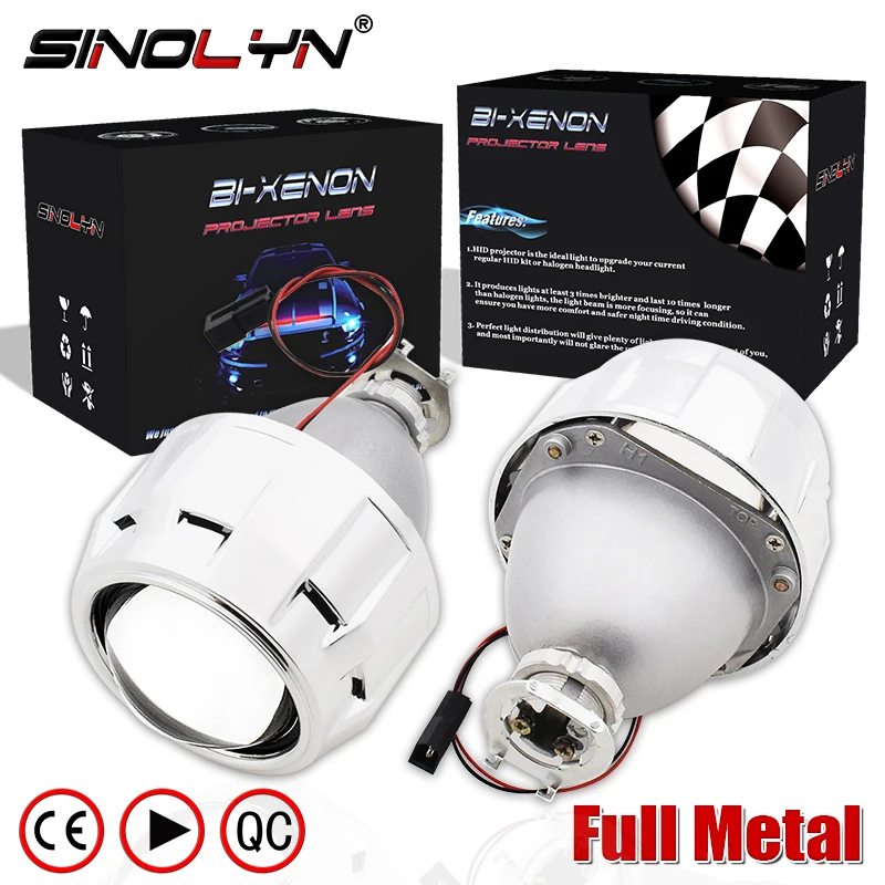 SINOLYN Upgrade Metal 2.5 Pro HID Bi xenon Projector Headlight Lens H4 H7 Use H1 Bulb Car Styling Headlamp Lenses Retrofit DIY SINOLYN Upgrade Metal 2.5 Pro HID Bi xenon Projector Headlight Lens H4 H7 Use H1 Bulb Car Styling Headlamp Lenses Retrofit DIY