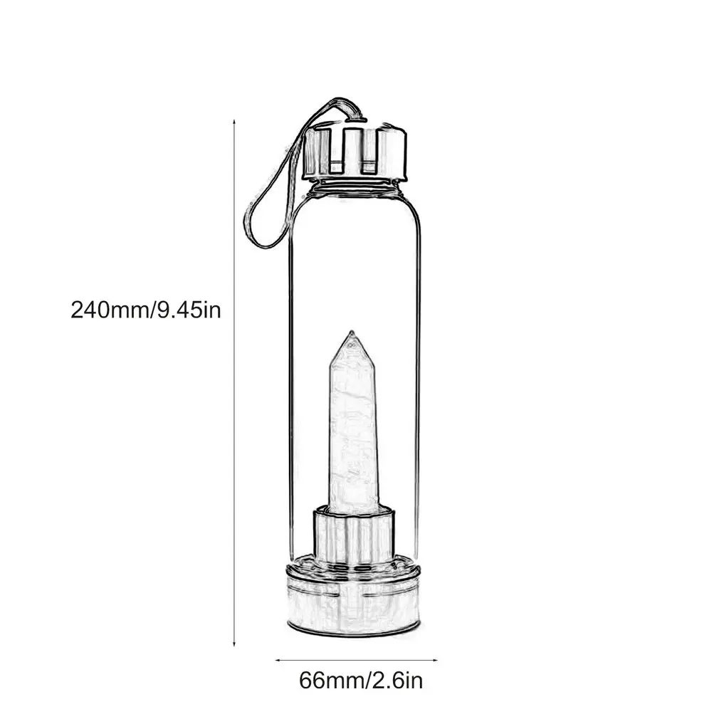 Портативный размер, Забавный натуральный кристалл, целебная обелисковая палочка, эликсир, кварцевый кристалл, бутылка для воды, инструменты, лучшие подарки