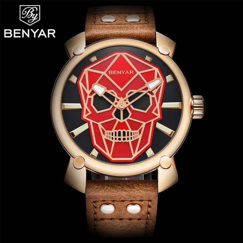 

BENYAR Men's Watch Casual Fashion Watch Men's Business Luxury Brand Military Waterproof Watch Calendar Leather Relogio Masculino