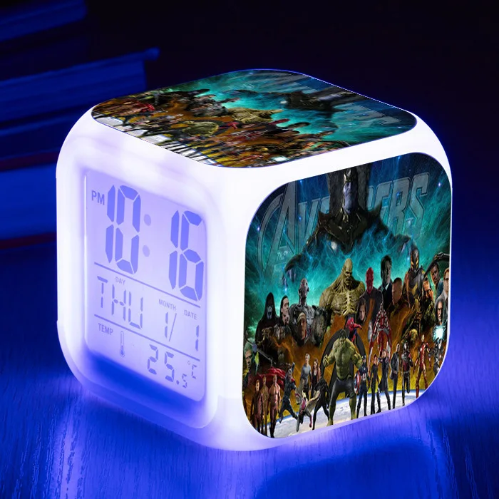 

Avengers Endgame Alarm Clock wake up light Digital Alarm Clock Kids Toys LED Clock Color Changing table reveil wekker