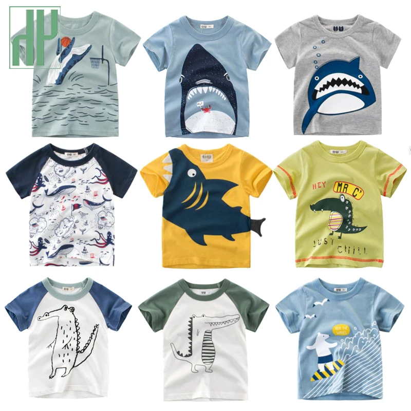 

Kids tshirt animal print Cotton 2019 Summer toddler boy shirt shark Printed Short Sleeve baby girl t shirt children clothes