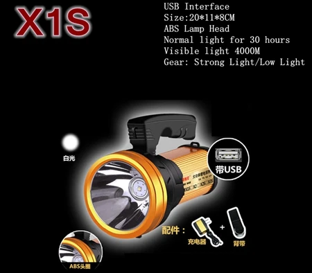 Светодиодный охотничьего прожектора USB Перезаряжаемые прожектор 18650 Факел Фонари встроенный литиевый Батарея Портативный охота свет - Испускаемый цвет: H-X1S