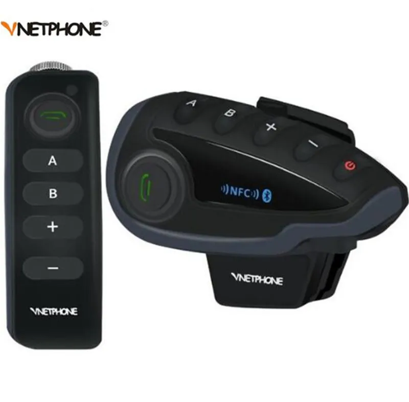 

VNETPHONE V8 1200M Bluetooth Intercom Motorcycle Helmet Interphone Headset NFC Remote Control Full Duplex+FM Including 2PCS
