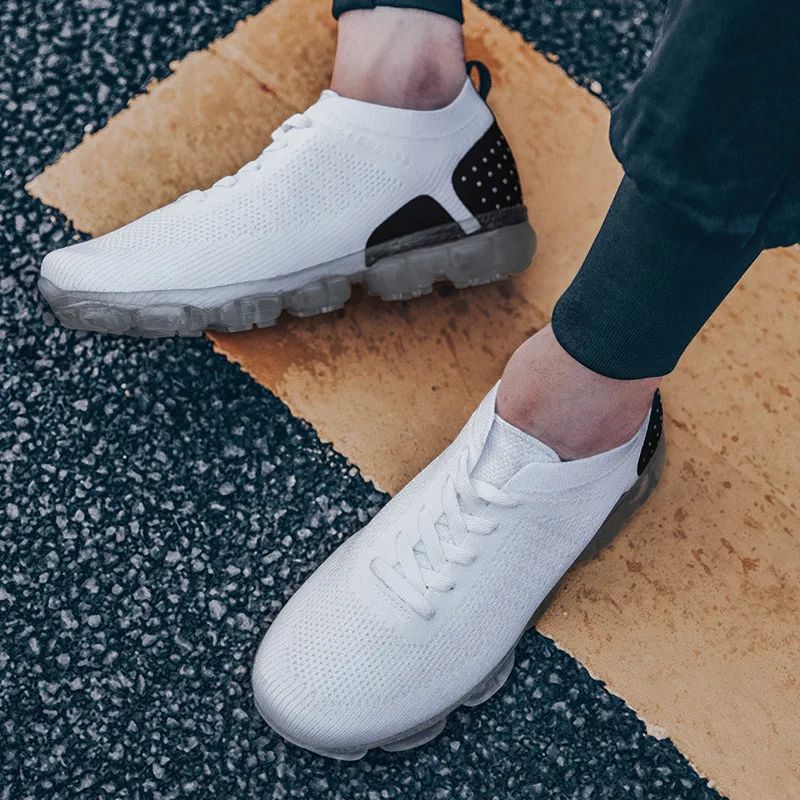 

2019 summer new flying woven men's sports shoes breathable running shoes mesh students casual couple shoes