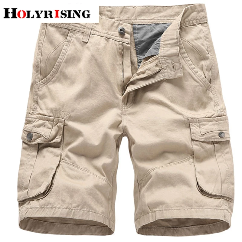 Holyrising мужские шорты хлопок Короткие Hombre карманы для отдыха карго шорты молния длина до колена Pantalon Corto Hombre 18776-5