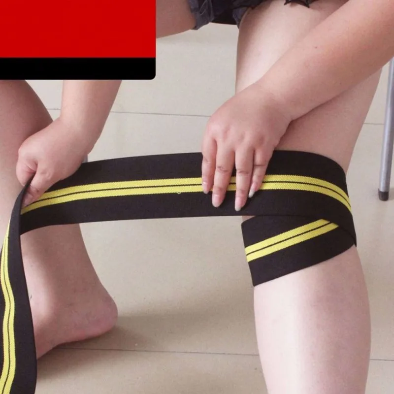 Тяжелая атлетика эластичный бинт для колена обучение нога Поддержка обертывания Бретели для нижнего белья