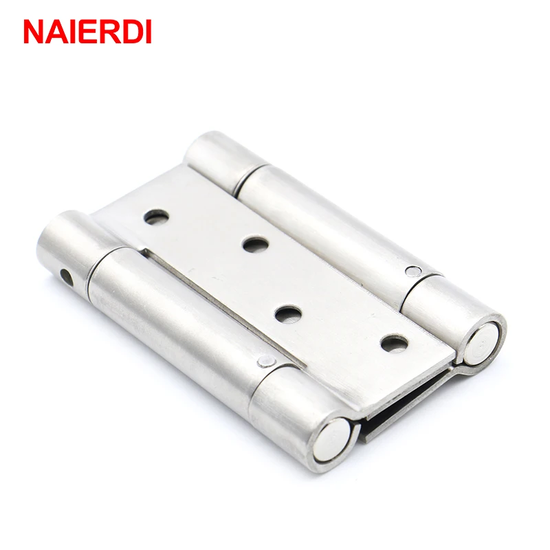 2PCS NAIERDI 4 Inch Single / Double Spring Door Hinge Stainless Steel Rebound Hinge For Cafe Swing Western Hidden Door Hardware