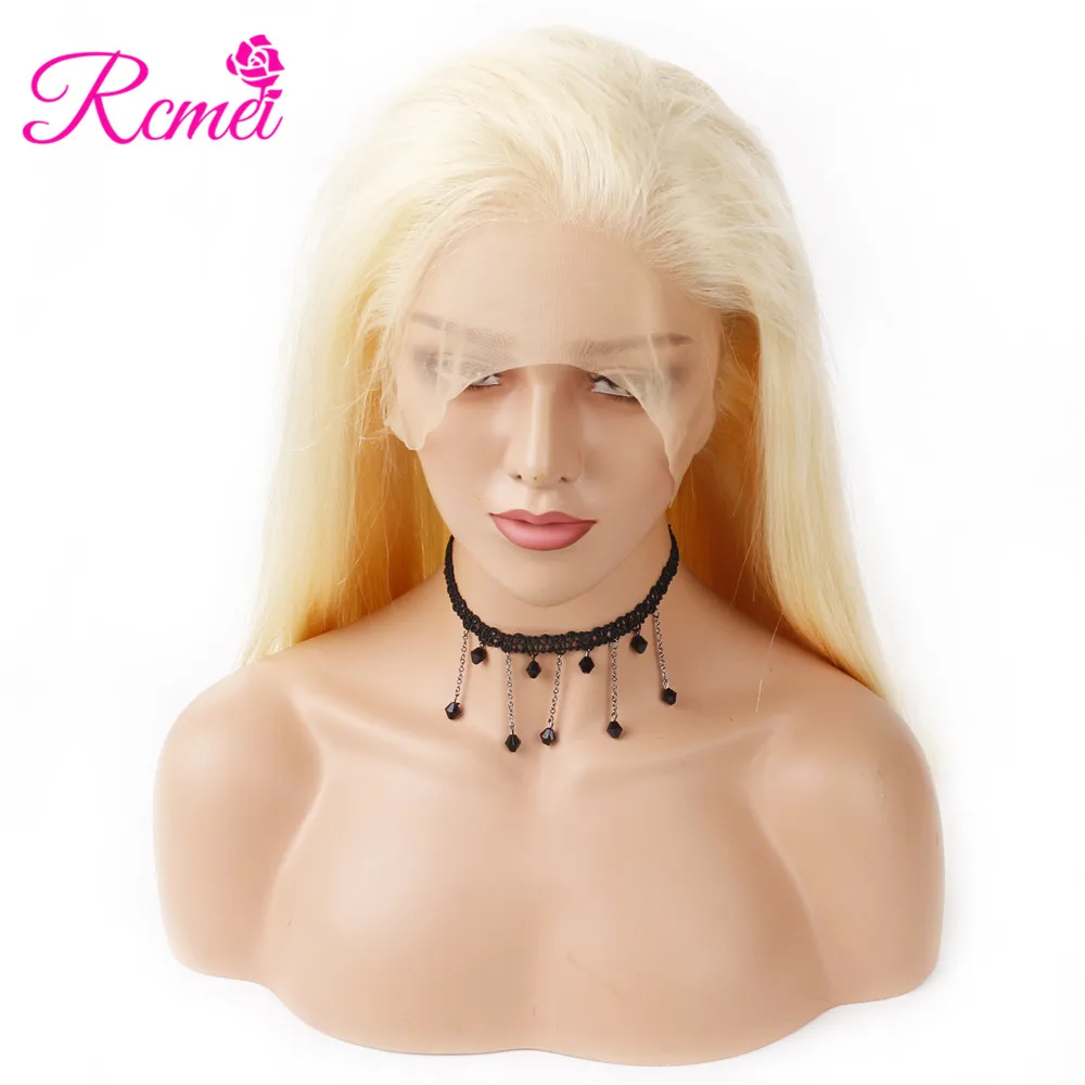 Rcmei блонд парик бразильский 613 блонд полный парик шнурка прямые волосы 130% полный шнурок человеческие волосы парики с детскими волосами натуральный волос