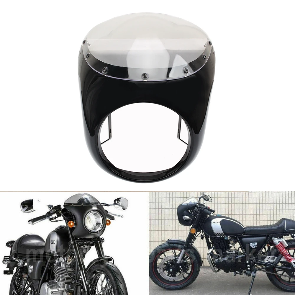 

7'' Round Retro Motorcycle Cafe Racer Headlight Fairing Cover Mount Kit Screen Windshield For Honda Harley AJS Cafe Racer Custom