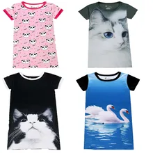 Г., новые летние платья с короткими рукавами и объемным принтом животных платье для девочек от 3 до 10 лет, халат Fille, платье с единорогом Одежда для девочек с изображением кота