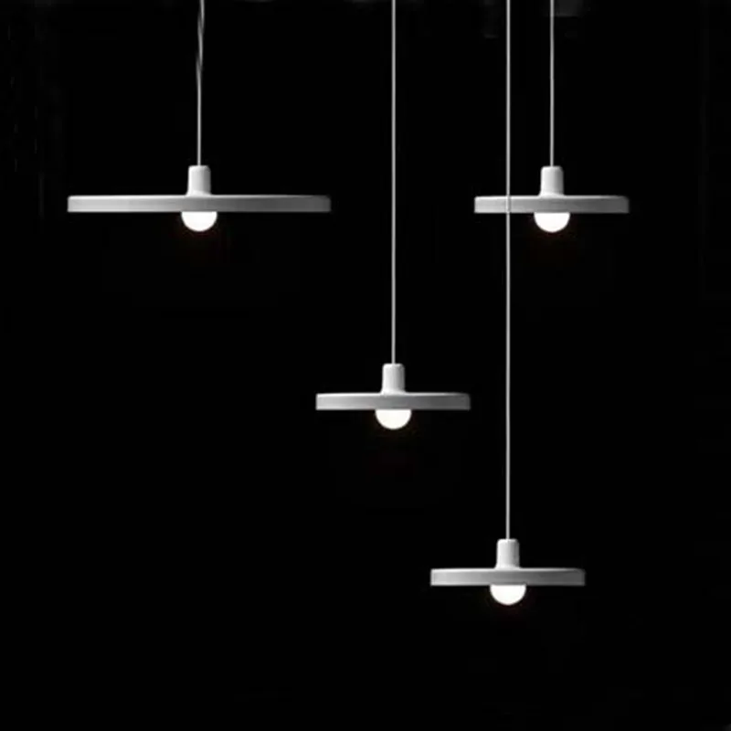 Modern Nordic Disc Pendant Lights White Black ampshade Turntable Pendant Lamp Hanging Lamp Light Fixtures luminaire Lustres