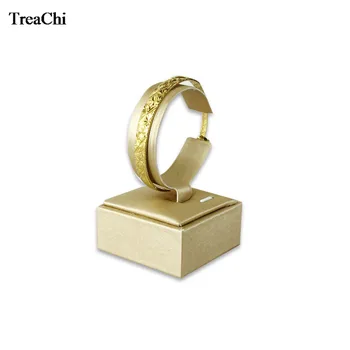

New Gold PU Bracelet Jewelry Organizer C Collar Holder Wooden Gold Bangle Jade Jewelry Display Storage Rack Stand 6*6*10cm